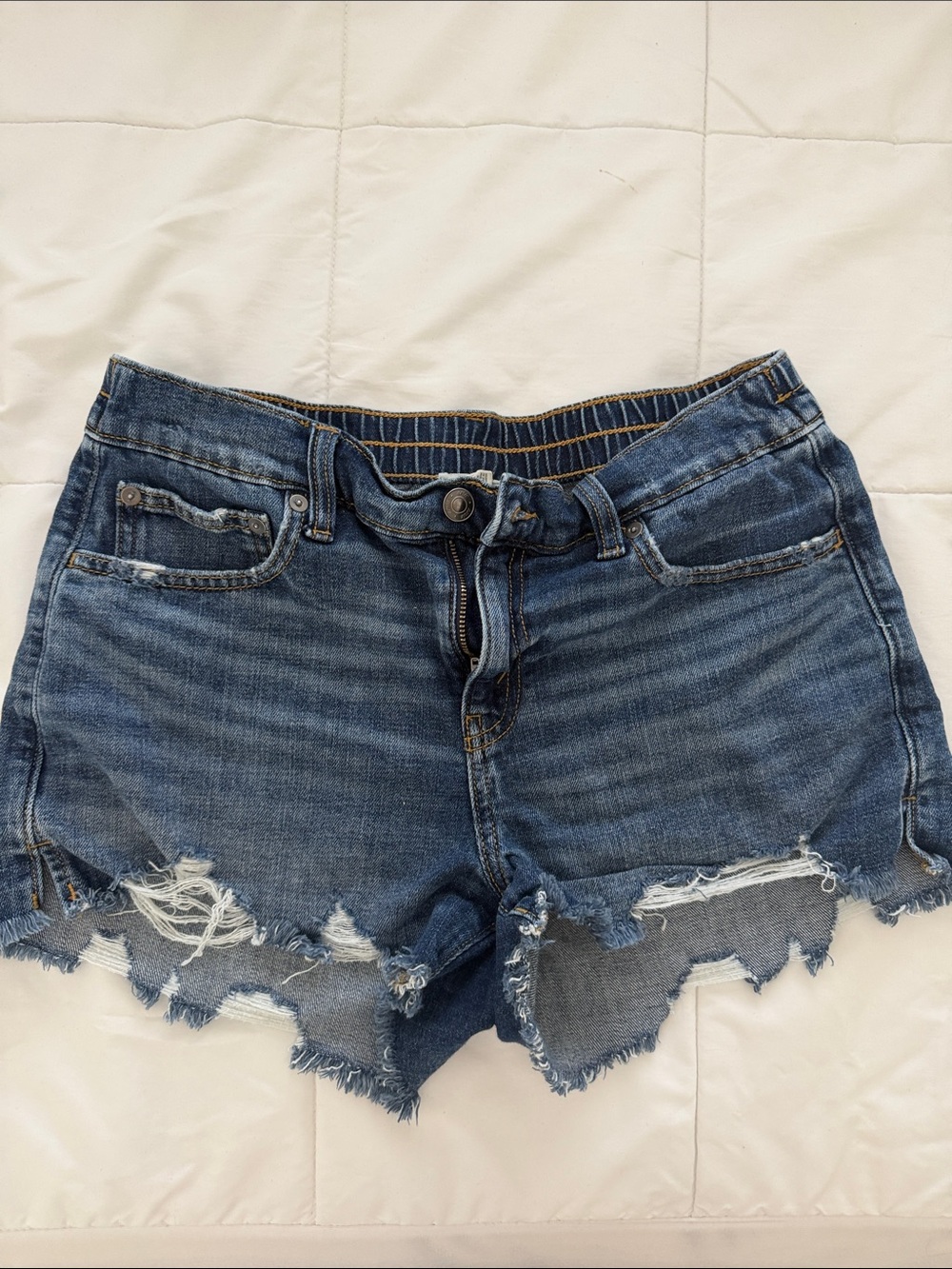 Aerie Women's Distressed Blue Denim Shorts
